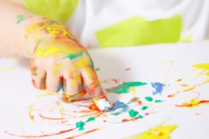 painting baby hand